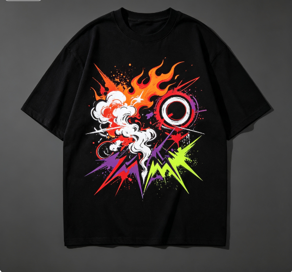 Vintage Graffiti Pattern Tee Loose Fit Casual Daily Wear Short Sleeve T‑Shirt