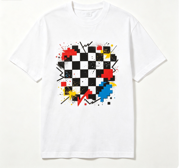 Vintage Graffiti Pattern Tee Loose Fit Casual Daily Wear Short Sleeve T‑Shirt