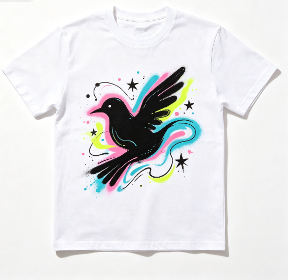 Vintage Graffiti Pattern Tee Loose Fit Casual Daily Wear Short Sleeve T‑Shirt