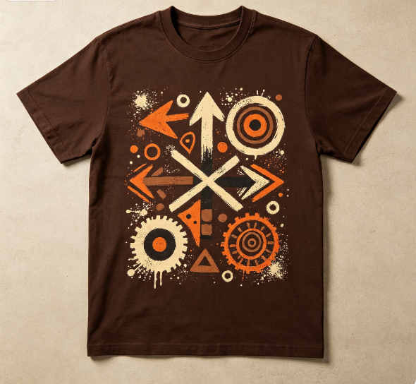 Vintage Graffiti Pattern Tee Loose Fit Casual Daily Wear Short Sleeve T‑Shirt