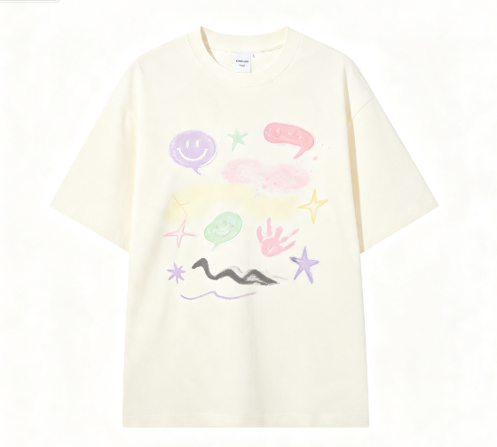 Vintage Graffiti Pattern Tee Loose Fit Casual Daily Wear Short Sleeve T‑Shirt