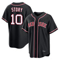 Lashops B.Red Sox #10 Trevor Story Player Black Out Home Game Stitched Jerseys
