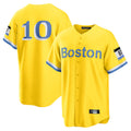 Lashops B.Red Sox #10 Trevor Story Player Yellow Home Game Stitched Jerseys