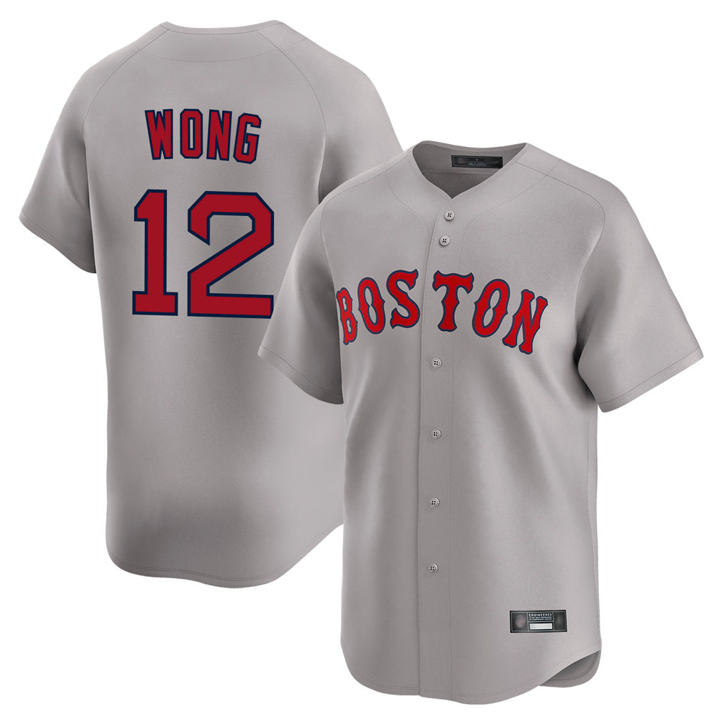 Lashops B.Red Sox #12 Connor Wong Player Gray Road Limited Home Game Stitched Jerseys