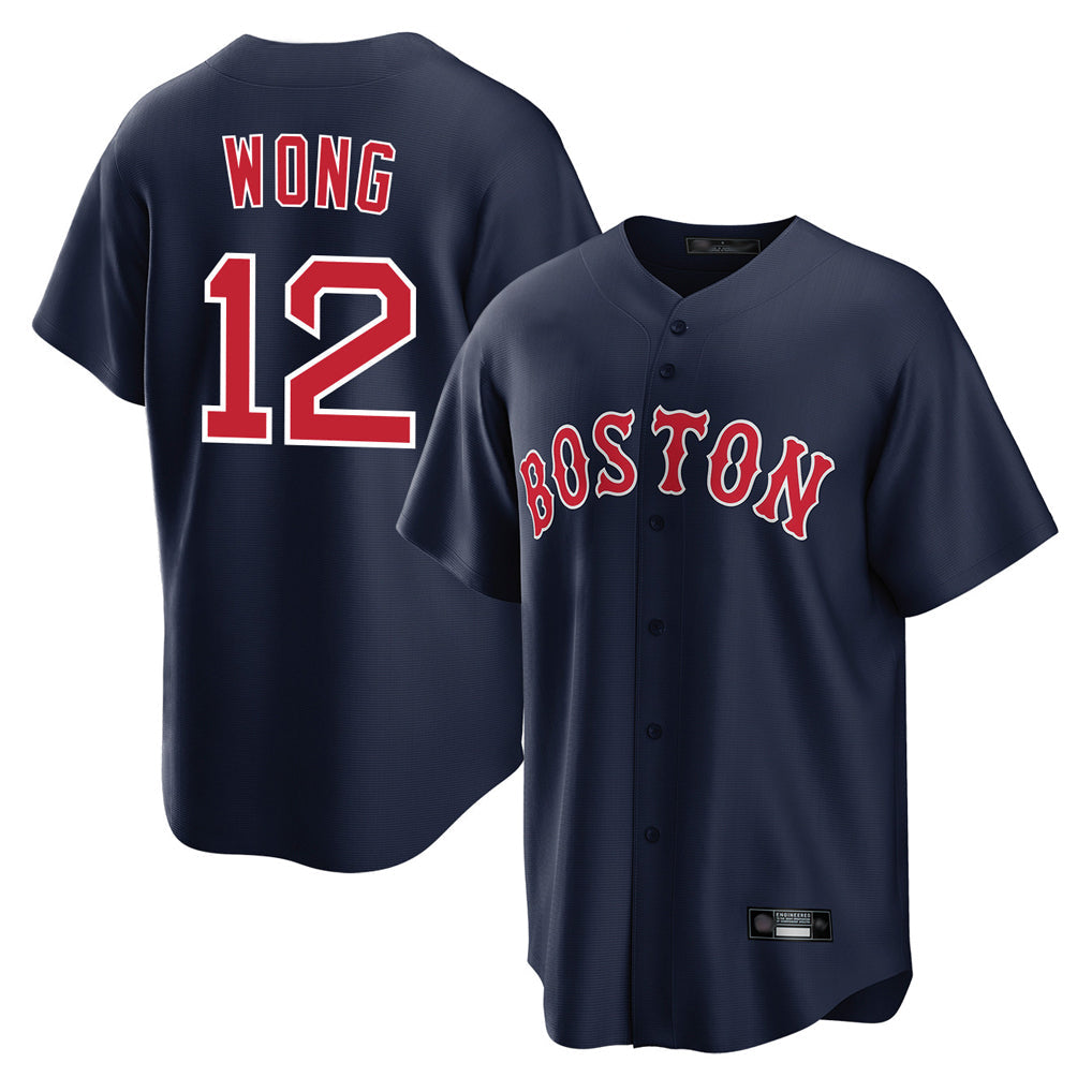 Lashops B.Red Sox #12 Connor Wong Player Navy Home Game Stitched Jerseys