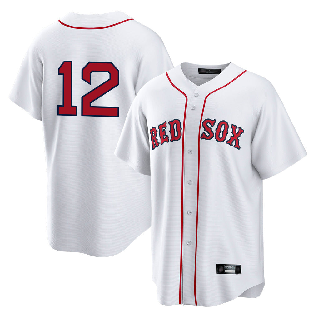 Lashops B.Red Sox #12 Connor Wong Player White Home Game Stitched Jerseys