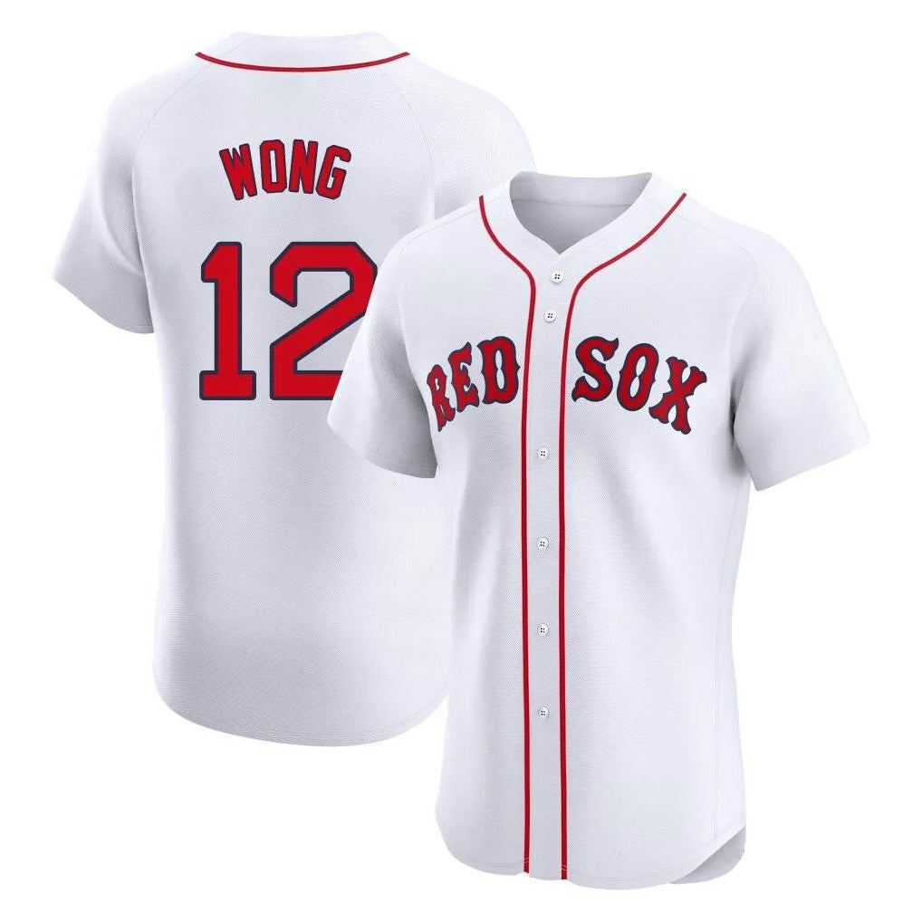 Lashops B.Red Sox #12 Connor Wong Player White Limited Elite Home Game Stitched Jerseys