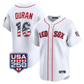Lashops B.Red Sox #16 Jarren Duran Player White USA 250 Fourth of July Limited Home Game Stitched Jerseys
