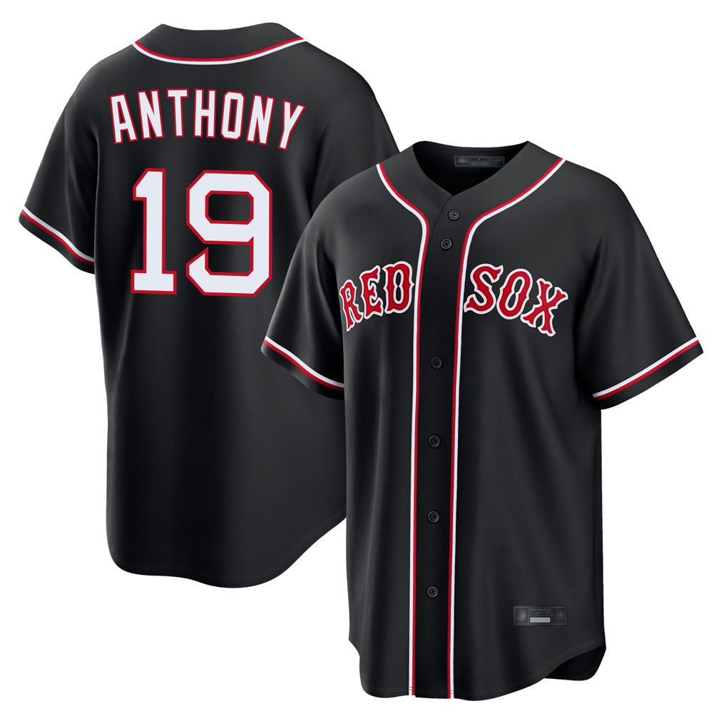 Lashops B.Red Sox #19 Roman Anthony Player Black Out Home Game Stitched Jerseys