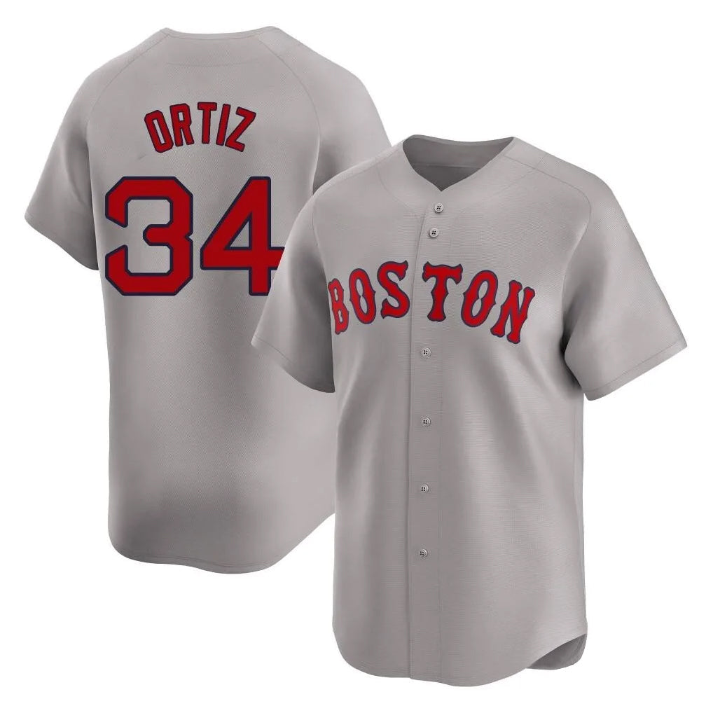 Lashops B.Red Sox #34 David Ortiz Player Gray Road Limited Home Game Stitched Jerseys