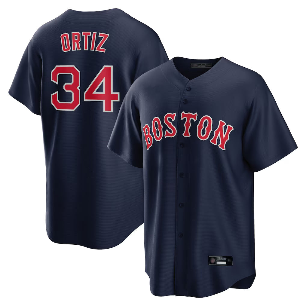 Lashops B.Red Sox #34 David Ortiz Player Navy Home Game Stitched Jerseys