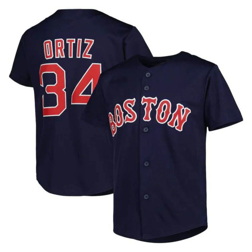 Lashops B.Red Sox #34 David Ortiz Player Navy Mitchell & Ness Cooperstown Collection Mesh Home Stitched Jerseys