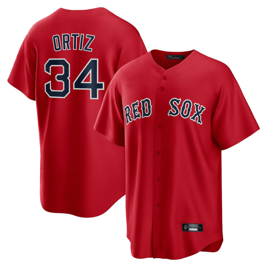 Lashops B.Red Sox #34 David Ortiz Player Red Home Game Stitched Jerseys