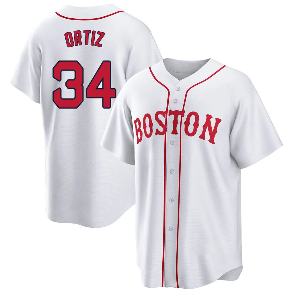 Lashops B.Red Sox #34 David Ortiz Player White Game Home Stitched Jerseys