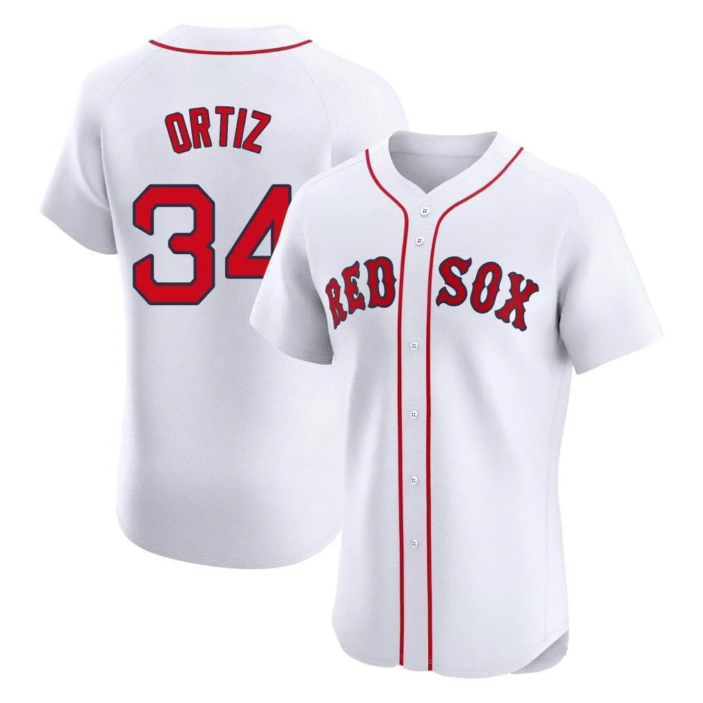 Lashops B.Red Sox #34 David Ortiz Player White Limited Elite Home Game Stitched Jerseys