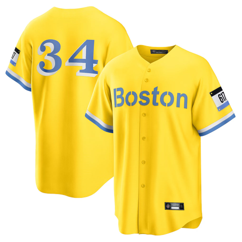 Lashops B.Red Sox #34 David Ortiz Player Yellow Home Game Stitched Jerseys