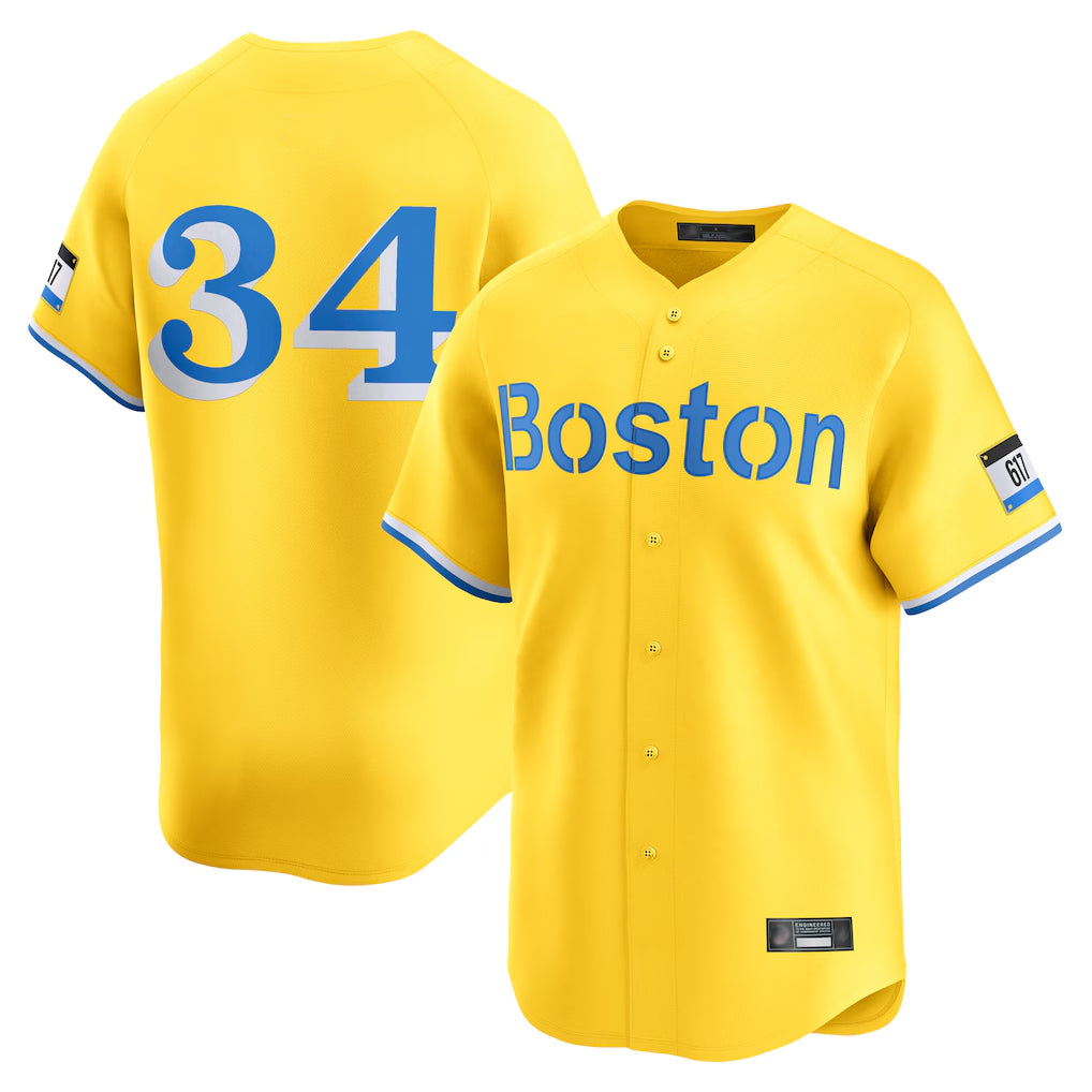 Lashops B.Red Sox #34 David Ortiz Player Yellow Limited Home Game Stitched Jerseys