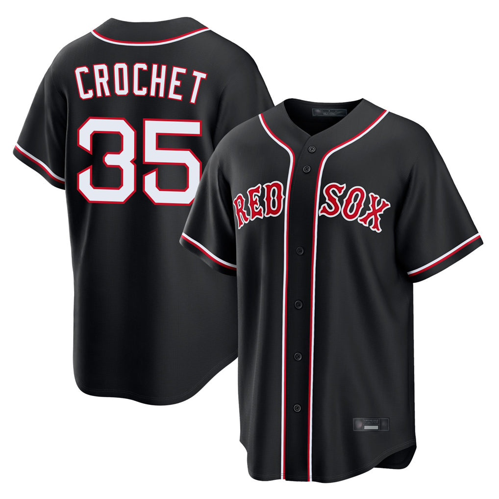 Lashops B.Red Sox #35 Garrett Crochet Player Black Out Home Game Stitched Jerseys