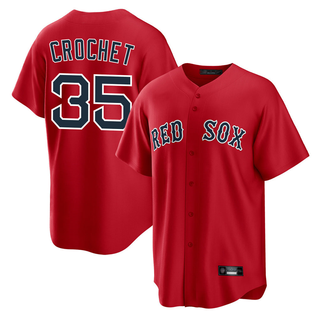 Lashops B.Red Sox #35 Garrett Crochet Player Red Home Game Stitched Jerseys