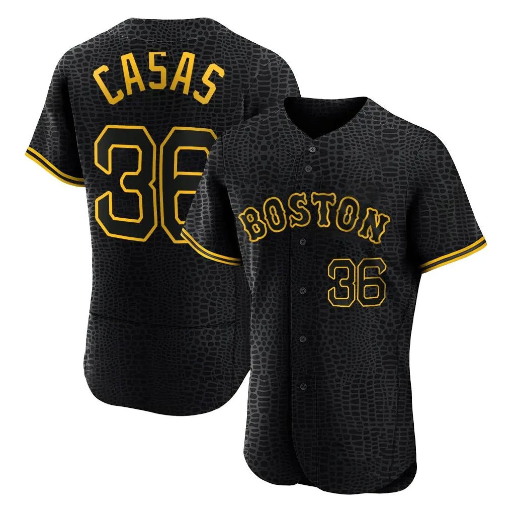 Lashops B.Red Sox #36 Triston Casas Player Black Snake Skin City Limited Elite Home Stitched Jerseys
