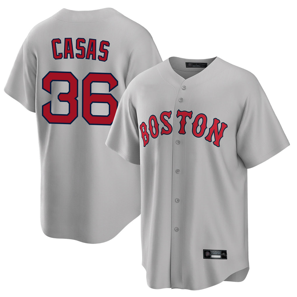 Lashops B.Red Sox #36 Triston Casas Player Gray Road Home Game Stitched Jersey