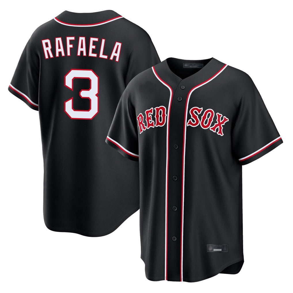 Lashops B.Red Sox #3 Ceddanne Rafaela Player Black Out Home Game Stitched Jerseys