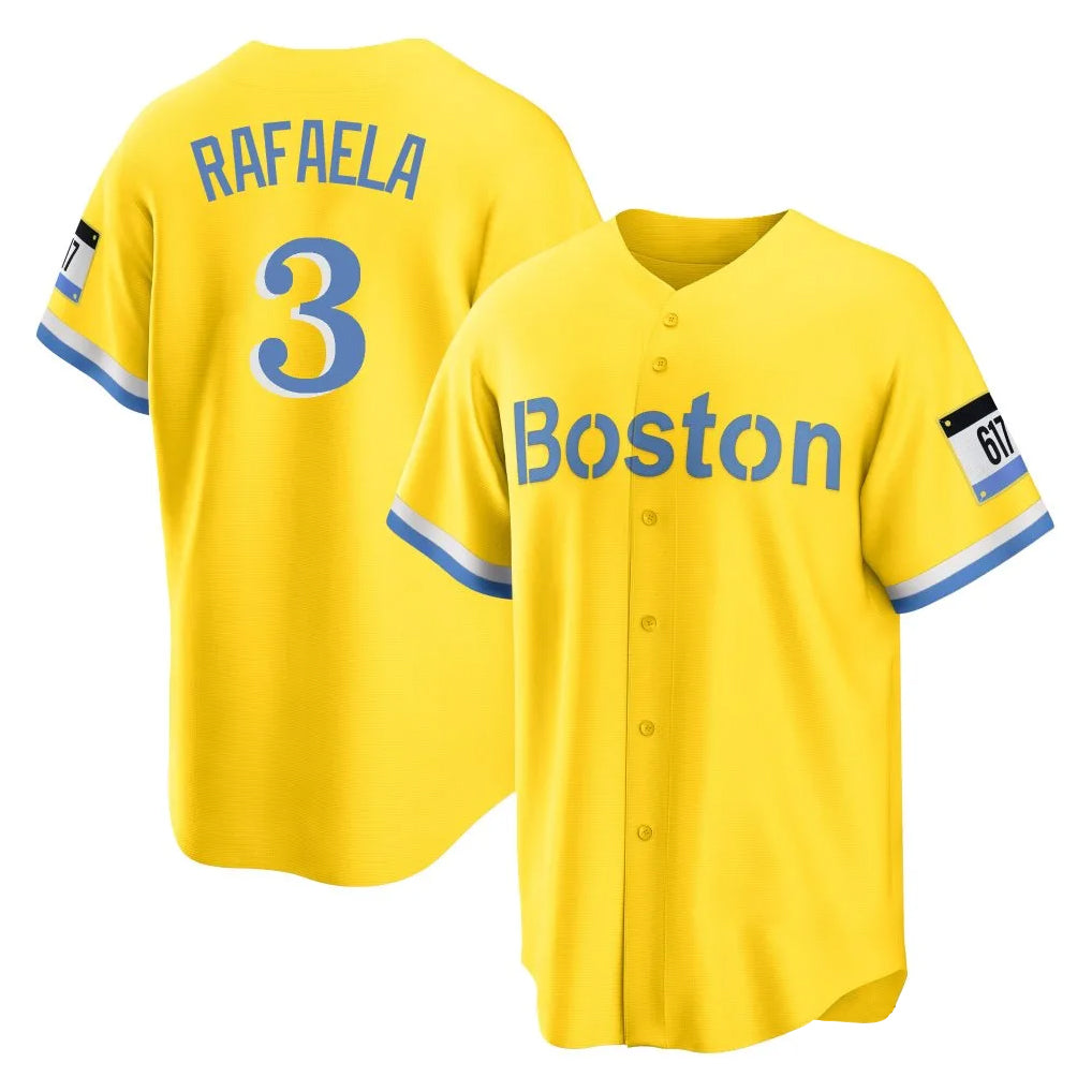Lashops B.Red Sox #3 Ceddanne Rafaela Player Yellow Home Game Stitched Jersey