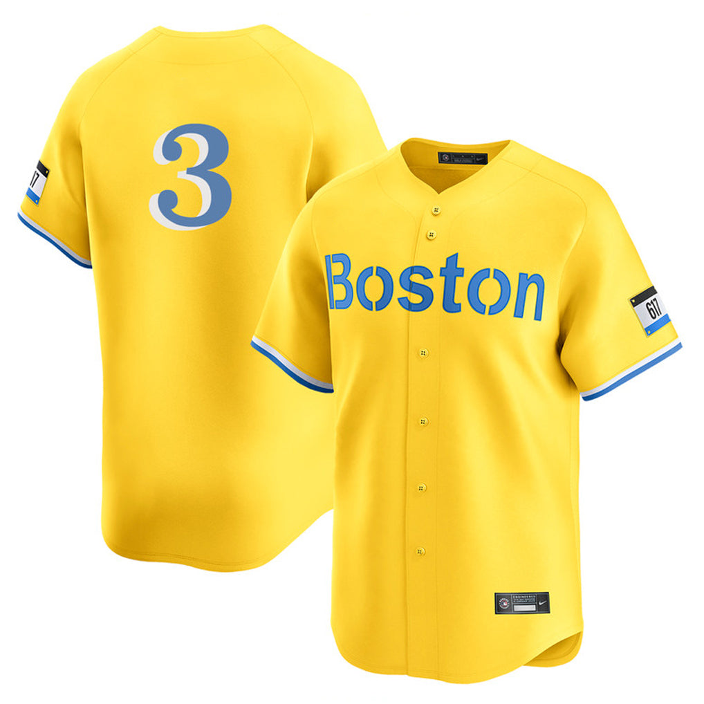 Lashops B.Red Sox #3 Ceddanne Rafaela Player Yellow Limited Home Game Stitched Jersey