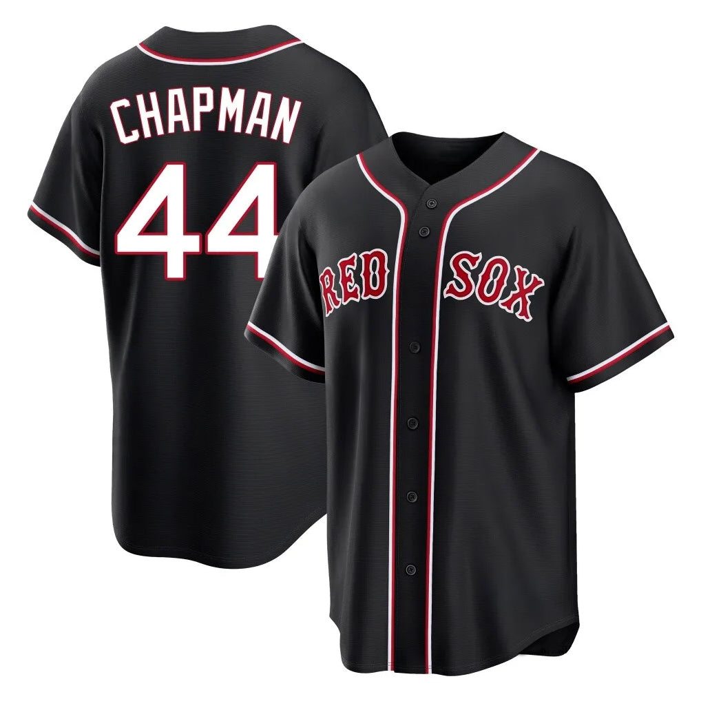 Lashops B.Red Sox #44 Aroldis Chapman Player Black Out Home Game Stitched Jerseys