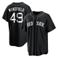 Lashops B.Red Sox #49 Tim Wakefield Player Black Home Game Stitched Jerseys