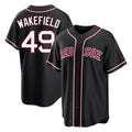 Lashops B.Red Sox #49 Tim Wakefield Player Black Out Home Game Stitched Jerseys
