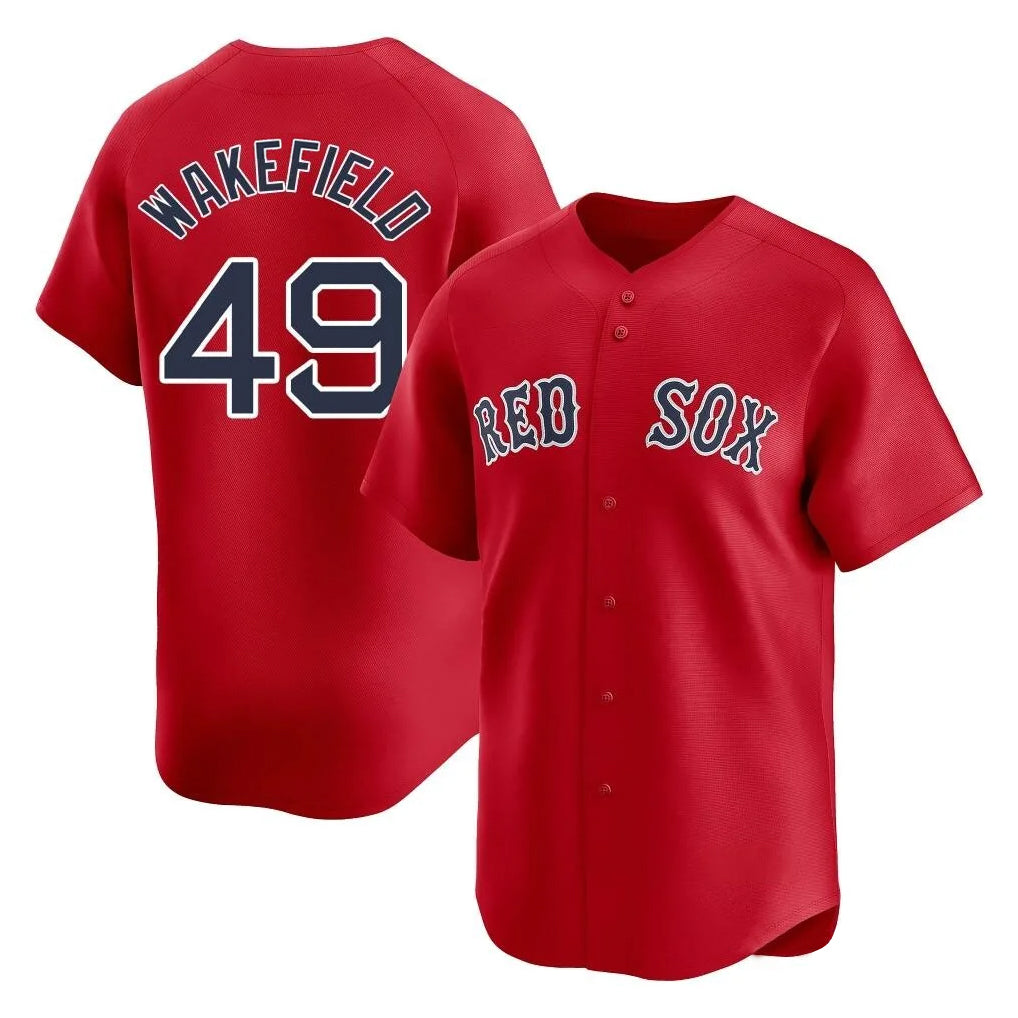 Lashops B.Red Sox #49 Tim Wakefield Player Red Limited Home Game Stitched Jerseys