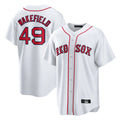 Lashops B.Red Sox #49 Tim Wakefield Player White Home Game Stitched Jerseys