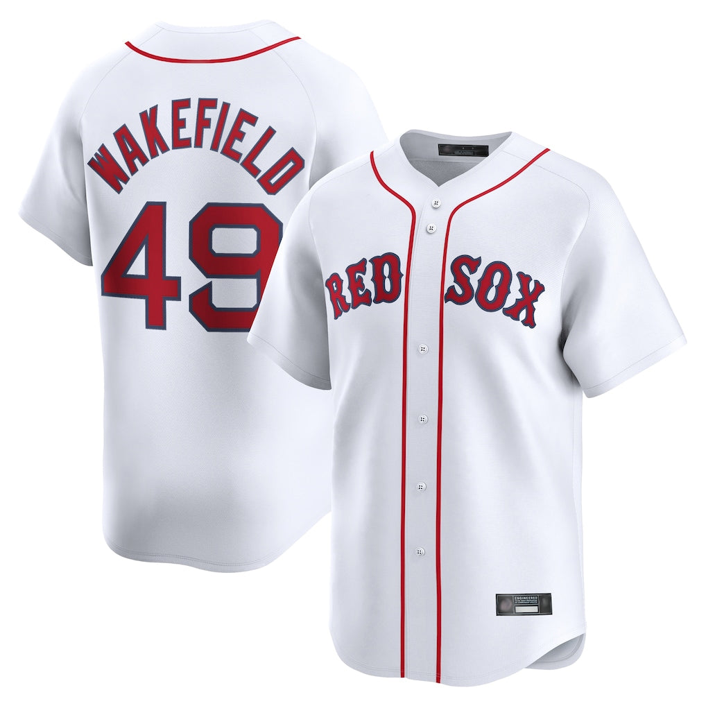 Lashops B.Red Sox #49 Tim Wakefield Player White Limited Home Game Stitched Jerseys