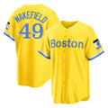 Lashops B.Red Sox #49 Tim Wakefield Player Yellow Home Game Stitched Jerseys