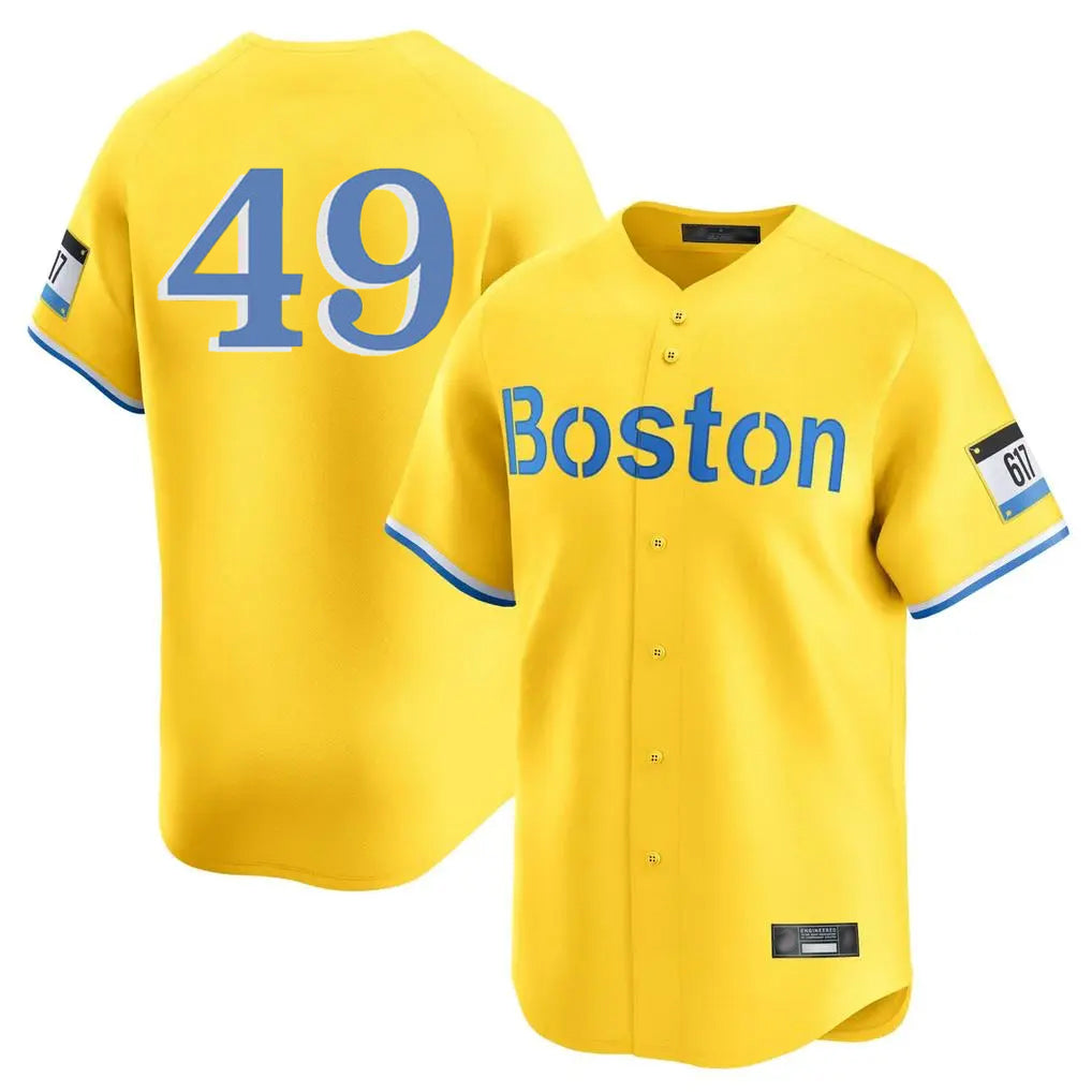 Lashops B.Red Sox #49 Tim Wakefield Player Yellow Limited Home Game Stitched Jerseys