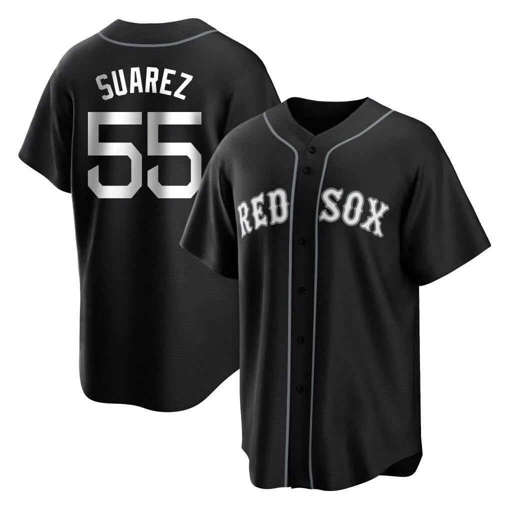 Lashops B.Red Sox #55 Ranger Su¨¢rez Player Black Home Game Stitched Jerseys