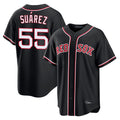 Lashops B.Red Sox #55 Ranger Su¨¢rez Player Black Out Home Game Stitched Jerseys