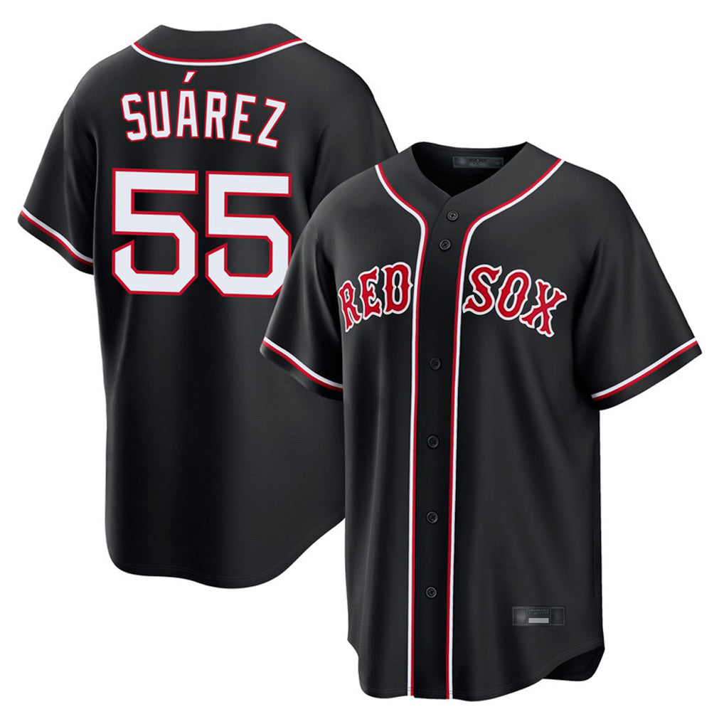 Lashops B.Red Sox #55 Ranger Su¨¢rez Player Black Out Home Game Stitched Jerseys