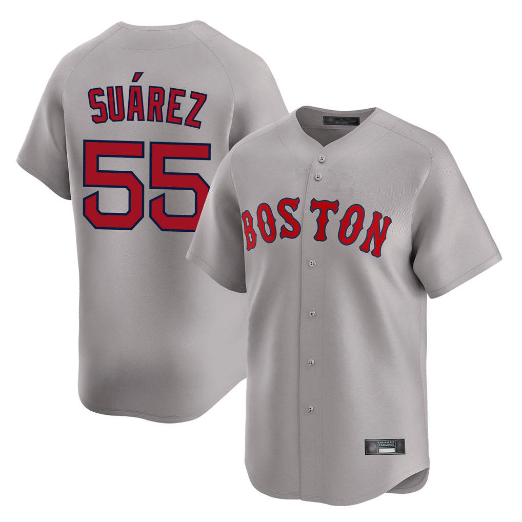 Lashops B.Red Sox #55 Ranger Su¨¢rez Player Gray Road Limited Home Game Stitched Jerseys