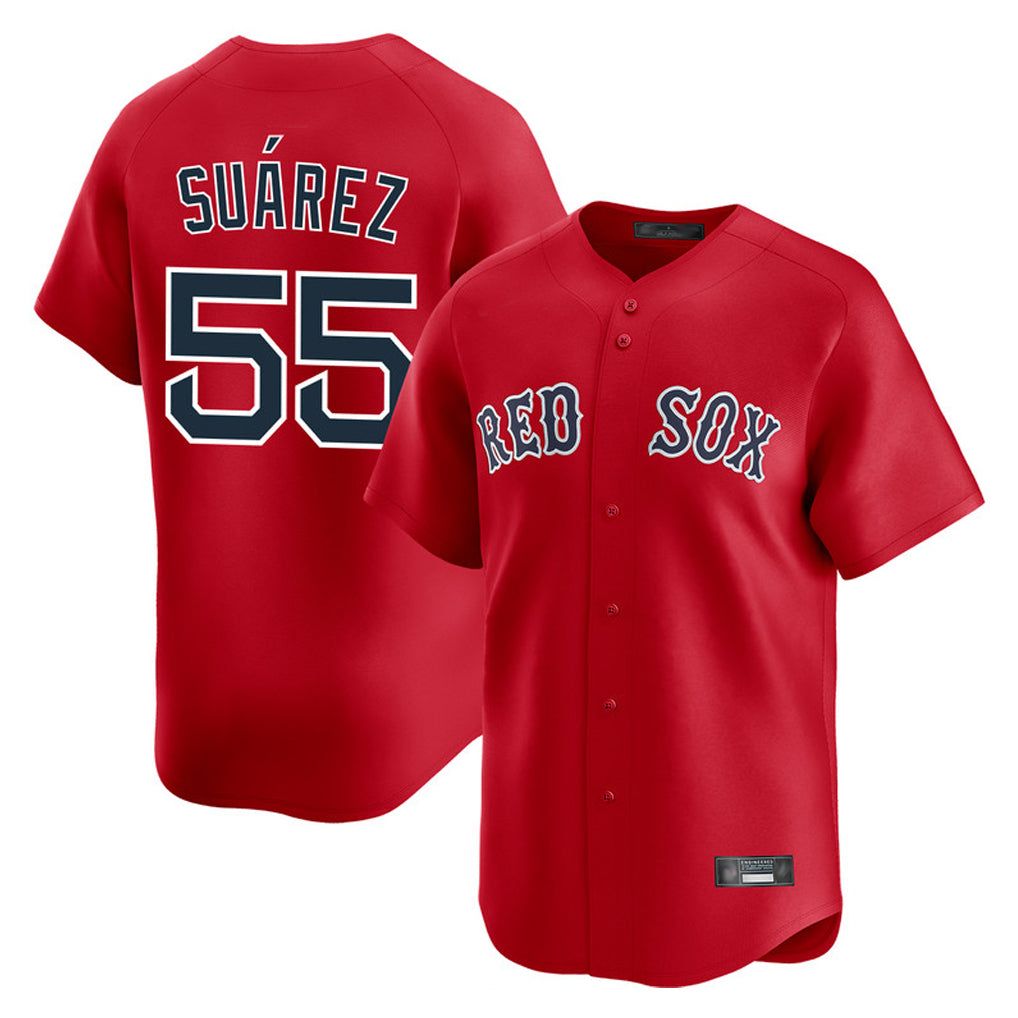 Lashops B.Red Sox #55 Ranger Su¨¢rez Player Red Limited Home Game Stitched Jerseys