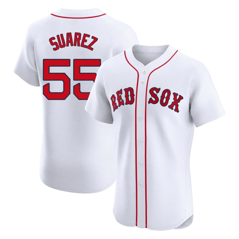 Lashops B.Red Sox #55 Ranger Su¨¢rez Player White Limited Elite Home Game Stitched Jerseys