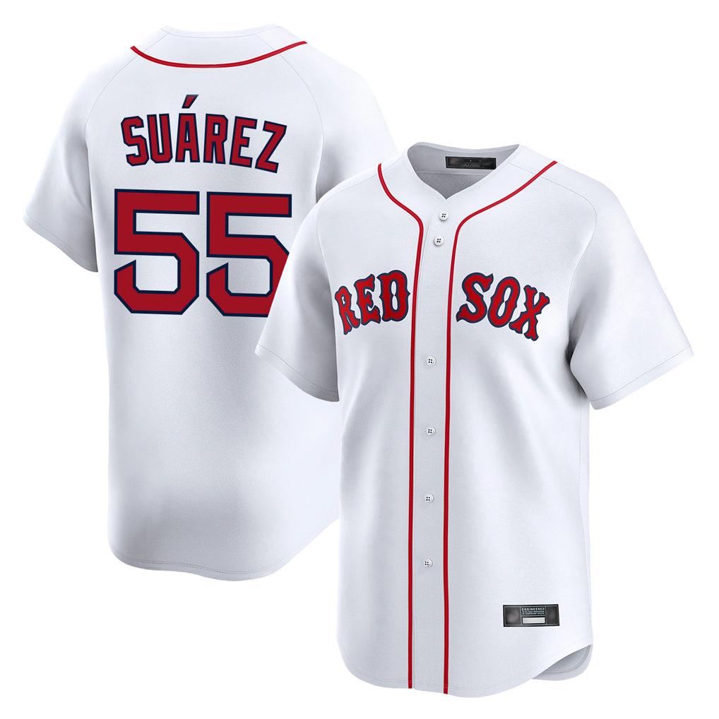 Lashops B.Red Sox #55 Ranger Su¨¢rez Player White Limited Home Game Stitched Jerseys