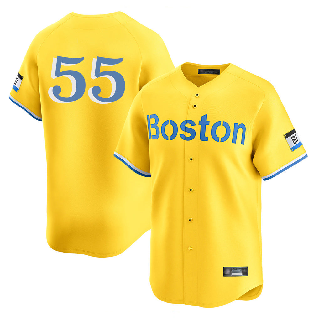 Lashops B.Red Sox #55 Ranger Su¨¢rez Player Yellow Limited Home Game Stitched Jerseys
