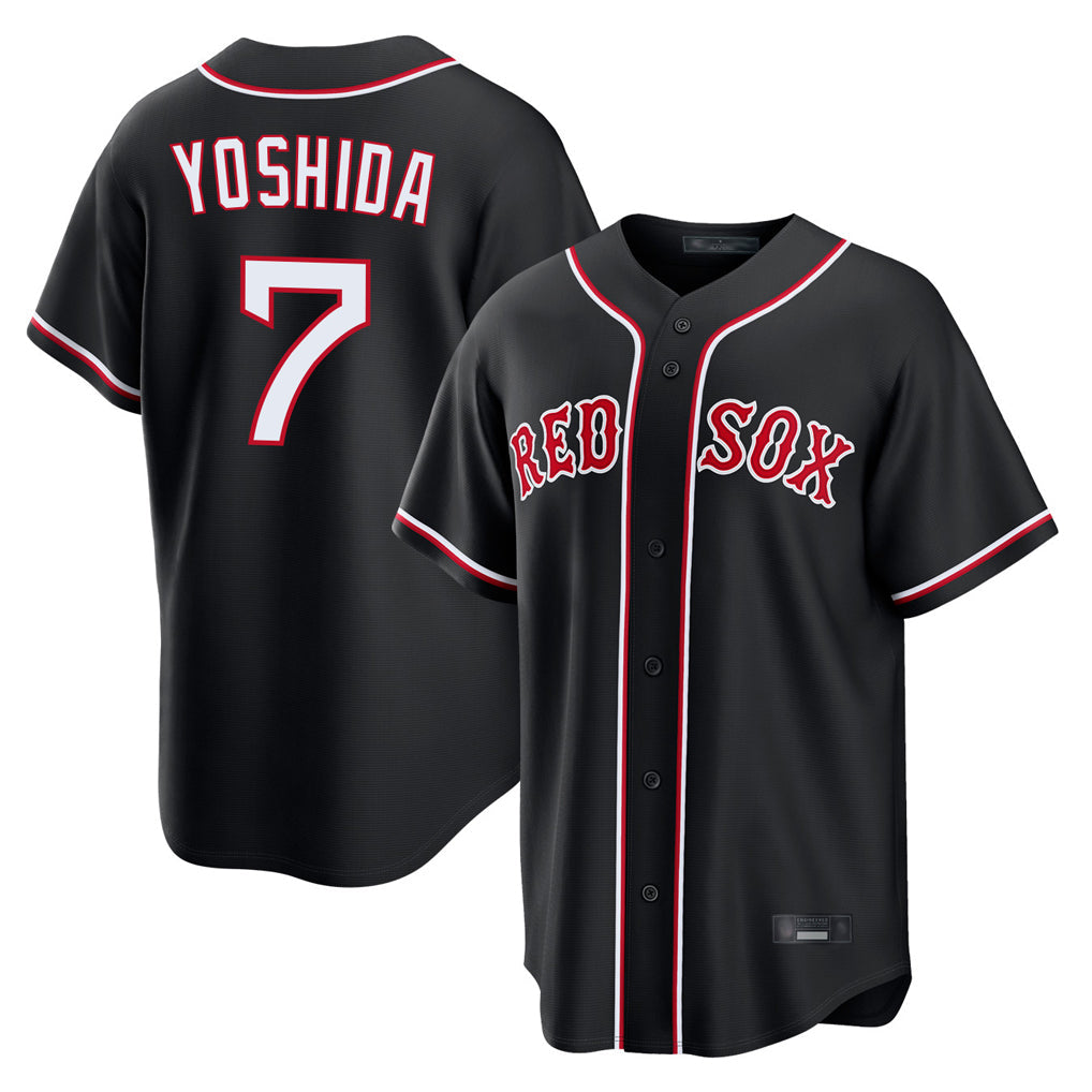 Lashops B.Red Sox #7 Masataka Yoshida Player Black Home Game Stitched Jerseys