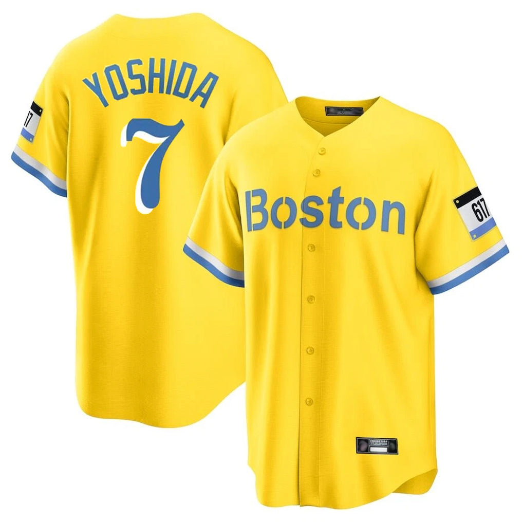 Lashops B.Red Sox #7 Masataka Yoshida Player Yellow Home Game Stitched Jersey