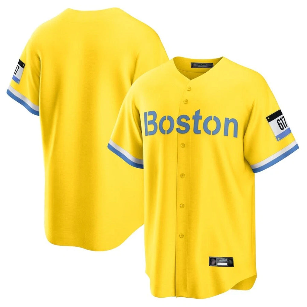 Lashops B.Red Sox Blank Player Yellow Home Game Stitched Jerseys