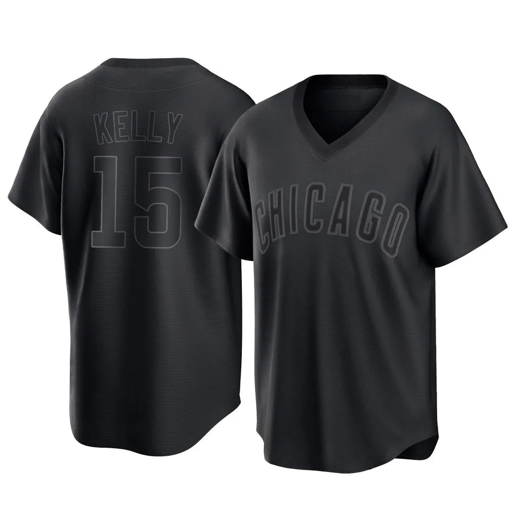 Lashops C.Cubs #15 Carson Kelly Player Black T-shirt Home Game Stitched Jerseys