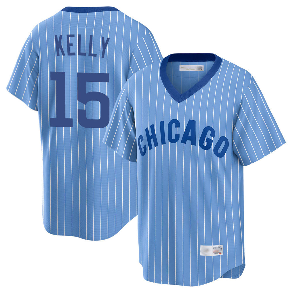 Lashops C.Cubs #15 Carson Kelly Player Blue T-shirt Cooperstown Collection Limited Stitched Jerseys
