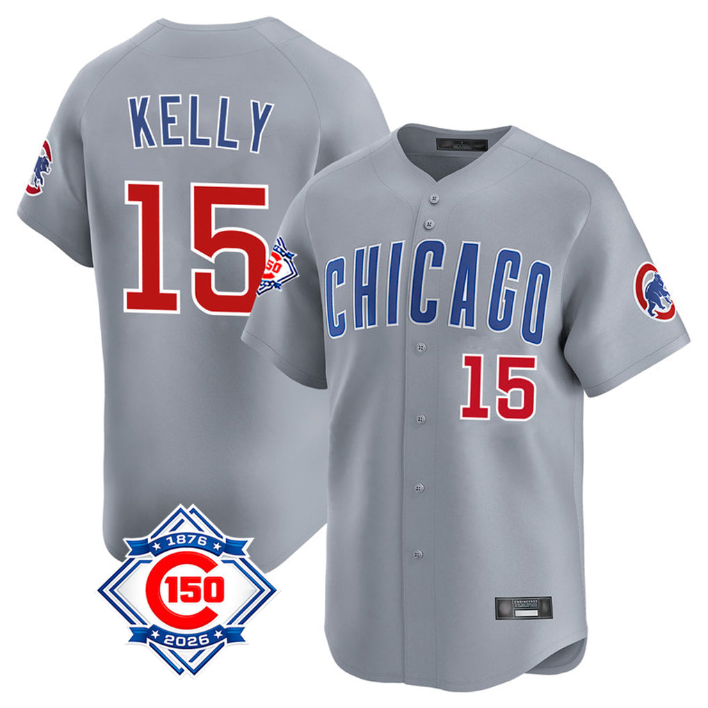 Lashops C.Cubs #15 Carson Kelly Player Gray Road 150th Anniversary Limited Home Stitched Jerseys